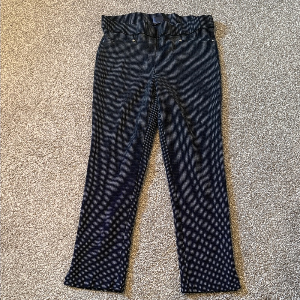 Rafaella Black with White Microdot Straight-Leg Pants
